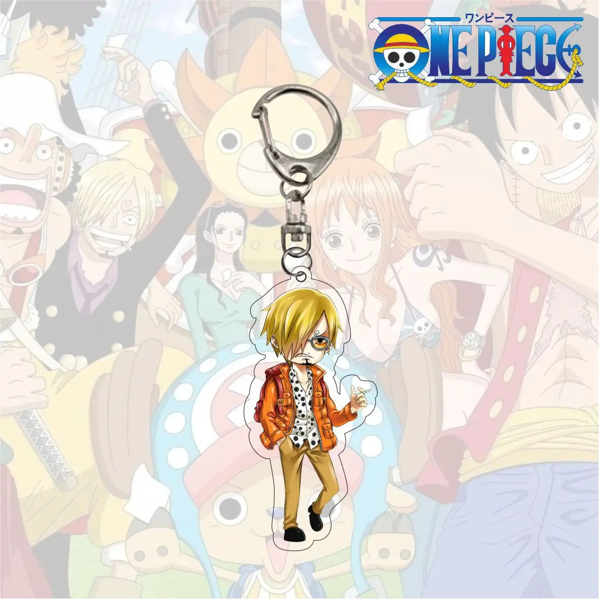 Anime One Piece Trafalgar Law Charlotte Katakuri Nico Robin Nami Chopper Lysop Acryl Schlüsselanhänger Schlüsselanhänger Anhänger Figur Geschenke
