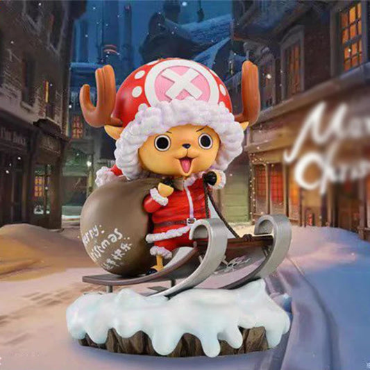 16 cm Anime One Piece Actionfigur Niedliche Schlitten Tony Chopper Figur Weihnachtsgeschenke Modell PVC Sammlung Ornamente Spielzeug