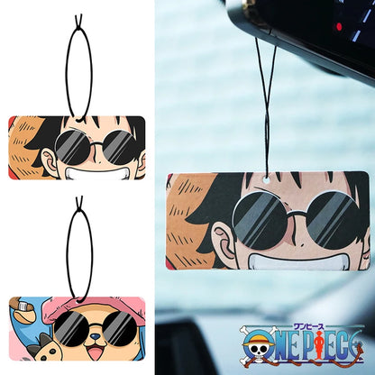 Lot de 2 désodorisants pour rétroviseur de voiture One Piece Luffy Tony Chopper, pendentifs de parfum à suspendre, accessoires de décoration d'intérieur pour voiture