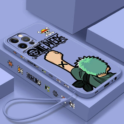 Anime One Piece Sanji Soft TPU Cover For iPhone 16 15 14 13 12 11 Pro Max Plus Left Rope Shockproof Liquid Phone Case