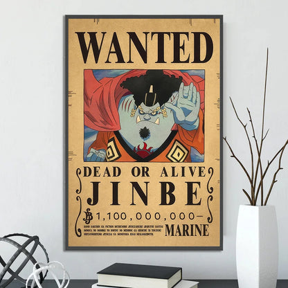 One Piece Self-adhesive Poster Bounty Order Luffy Wallpapr Ace Figures Nami Home Decoration Painting Anime Zoro Wall Art Sanji