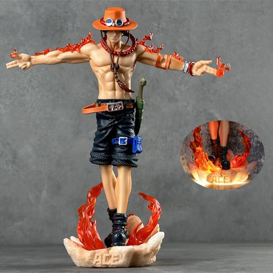 Figurine d'action en PVC de 28 cm, modèle One Piece Portgas D. Ace, figurine Gk avec lumière, jouets pour enfants, cadeaux de Noël