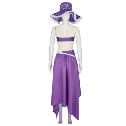Robin Cosplay 15 Jahrestag Lila Nico Robin Kleid Cosplay Kostüm Halloween Weihnachten Kostüm 6PCS Mit EINEM Hut Zubehör