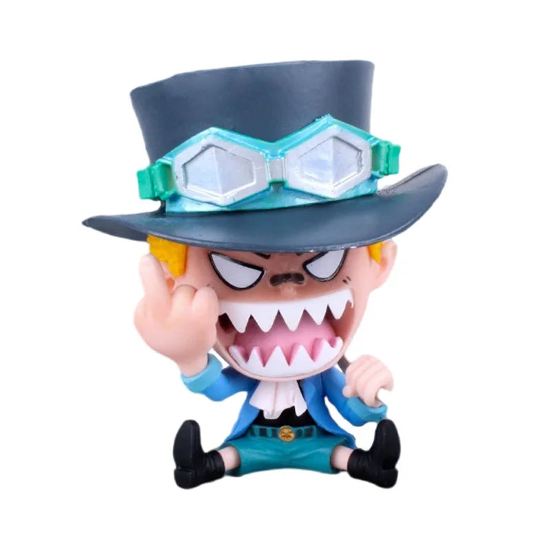 8-10cm Anime Figur One Piece Monkey D Luffy Roronoa Zoro Kawaii Spielzeug Q-Version Figural Nendoroid Auto Dekoration PVC Modell Geschenk