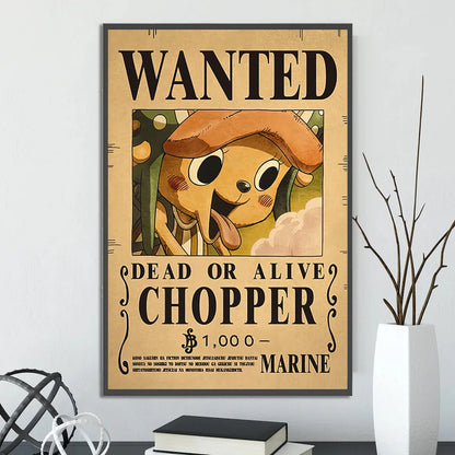 One Piece Self-adhesive Poster Bounty Order Luffy Wallpapr Ace Figures Nami Home Decoration Painting Anime Zoro Wall Art Sanji