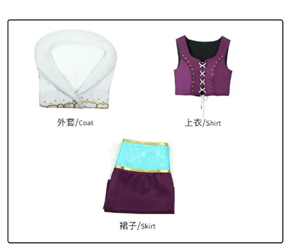 Anime Nico Robin Cosplay Kostüm Hut Lila Kleid Uniform Lange Pelz Kragen Weißen Mantel Punk Outfit Halloween für Erwachsene Halloween