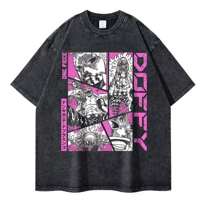 Roronoa Zoro T-shirts One P-Piece T-shirt Vintage Washed Anime Streetwear Oversized L-Luffy Manga Tops Tees 100% Cotton - One Piece Merchandise - Free Shipping Buy Now