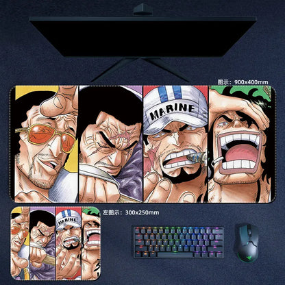 Anime Manga One Piece Mauspad Luffy Zoro Sanji Robin Nami Law PU Leder Mauspad Computer Tastatur Pad Zubehör Schreibtischunterlage