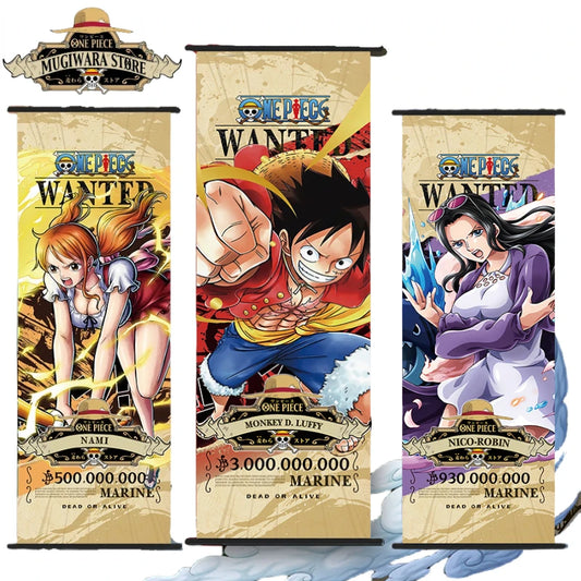 Bandai One Piece Poster Hängendes Bild Luffy Nami Zoro Zweidimensionale Peripherie-Tapeten-Dekoration Scroll Poster 25*70cm