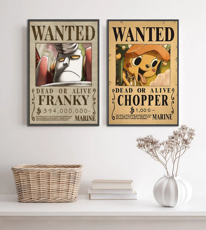 One Piece Self-adhesive Poster Bounty Order Luffy Wallpapr Ace Figures Nami Home Decoration Painting Anime Zoro Wall Art Sanji