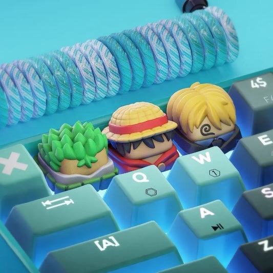 One Piece Peripherals Mechanical Keyboard Replacement Cap Roronoa Zoro Creative Cartoon Keycaps Monkey D Luffy Sanji boy gift
