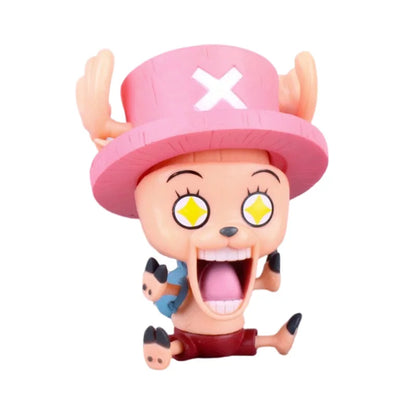 8-10cm Anime Figur One Piece Monkey D Luffy Roronoa Zoro Kawaii Spielzeug Q-Version Figural Nendoroid Auto Dekoration PVC Modell Geschenk