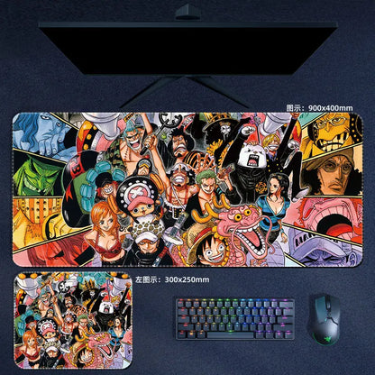 One Piece Mauspad Luffy Zoro Sanji Robin Nami Law Anime Manga PU Leder Mauspad Computer Tastatur Pad Zubehör Schreibtischunterlage