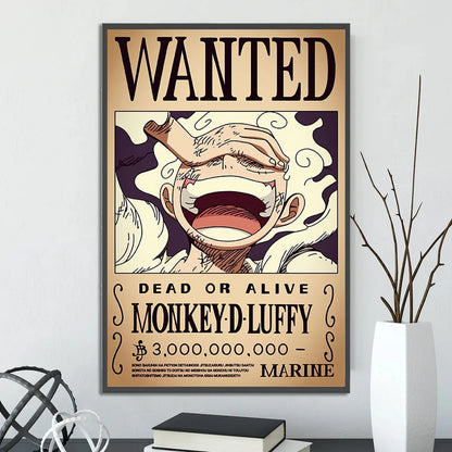 One Piece Self-adhesive Poster Bounty Order Luffy Wallpapr Ace Figures Nami Home Decoration Painting Anime Zoro Wall Art Sanji