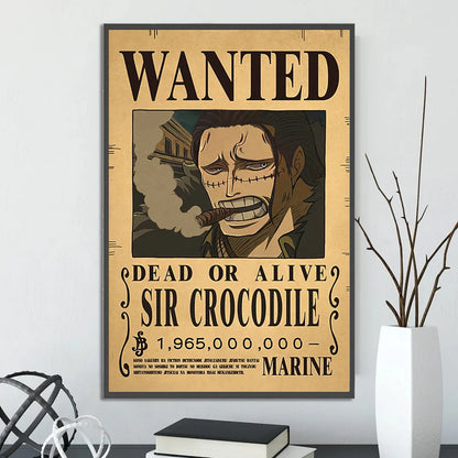 One Piece Self-adhesive Poster Bounty Order Luffy Wallpapr Ace Figures Nami Home Decoration Painting Anime Zoro Wall Art Sanji