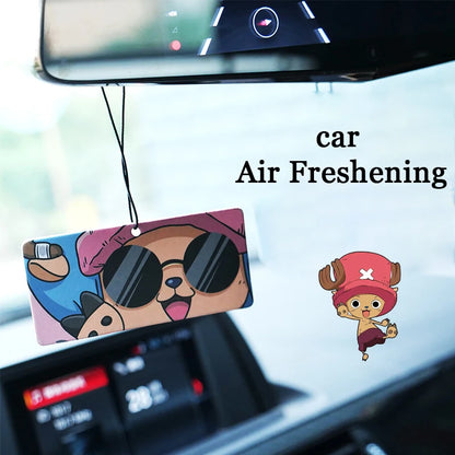 Lot de 2 désodorisants pour rétroviseur de voiture One Piece Luffy Tony Chopper, pendentifs de parfum à suspendre, accessoires de décoration d'intérieur pour voiture