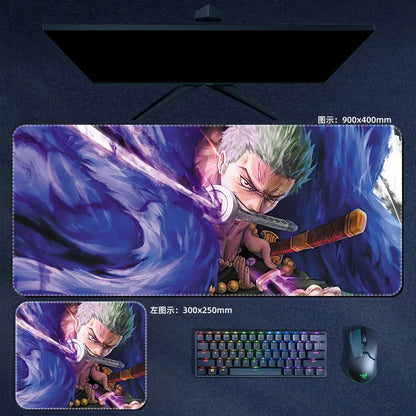 One Piece Mauspad Luffy Zoro Sanji Robin Nami Law Anime Manga PU Leder Mauspad Computer Tastatur Pad Zubehör Schreibtischunterlage