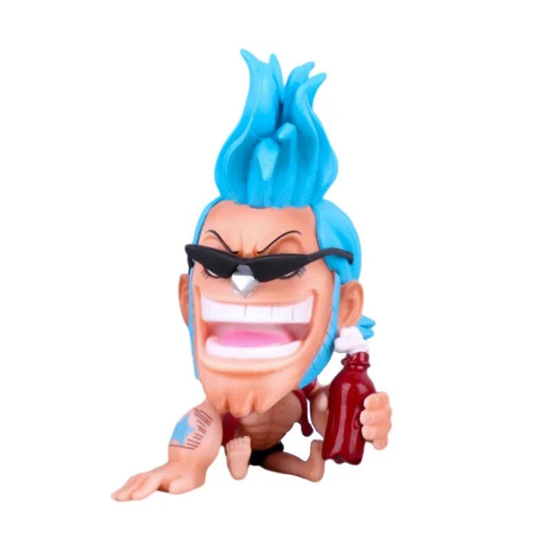 8-10cm Anime Figur One Piece Monkey D Luffy Roronoa Zoro Kawaii Spielzeug Q-Version Figural Nendoroid Auto Dekoration PVC Modell Geschenk