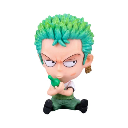 8-10cm Anime Figur One Piece Monkey D Luffy Roronoa Zoro Kawaii Spielzeug Q-Version Figural Nendoroid Auto Dekoration PVC Modell Geschenk