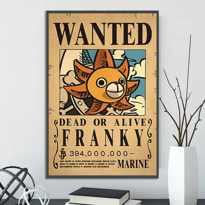 One Piece Self-adhesive Poster Bounty Order Luffy Wallpapr Ace Figures Nami Home Decoration Painting Anime Zoro Wall Art Sanji