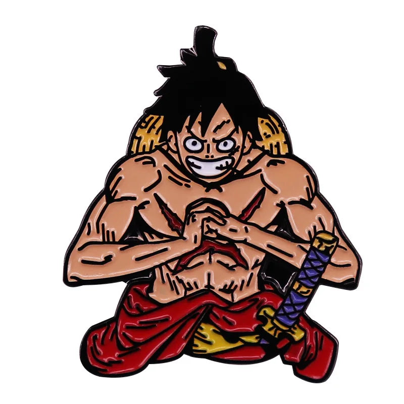 One Piece Cartoon Hartemaille-Anstecknadel Luffy Zoro Sanji Law Abzeichen Brosche Rucksack Hut Emaille-Anstecknadeln Accessoires Geschenk für Freunde Fans