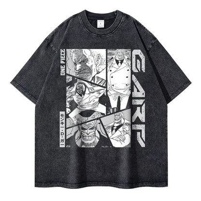 Bilibili Roronoa Zoro T-shirts Vintage Washed Anime One P-Piece T-shirt Streetwear Oversized L-Luffy Manga Tops Tees 100% Cotton - One Piece Merchandise - Free Shipping Buy Now