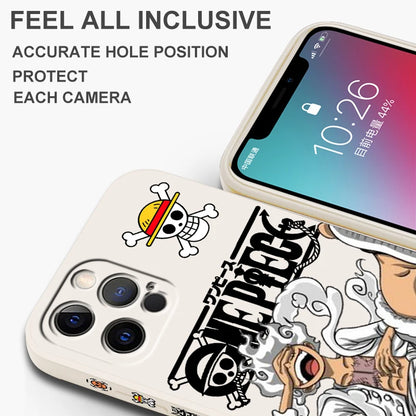 Coque de téléphone One Piece Luffy en TPU souple et résistante aux chocs pour iPhone 16, 15, 14, 13, 12, 11 Pro Max Plus, avec corde gauche