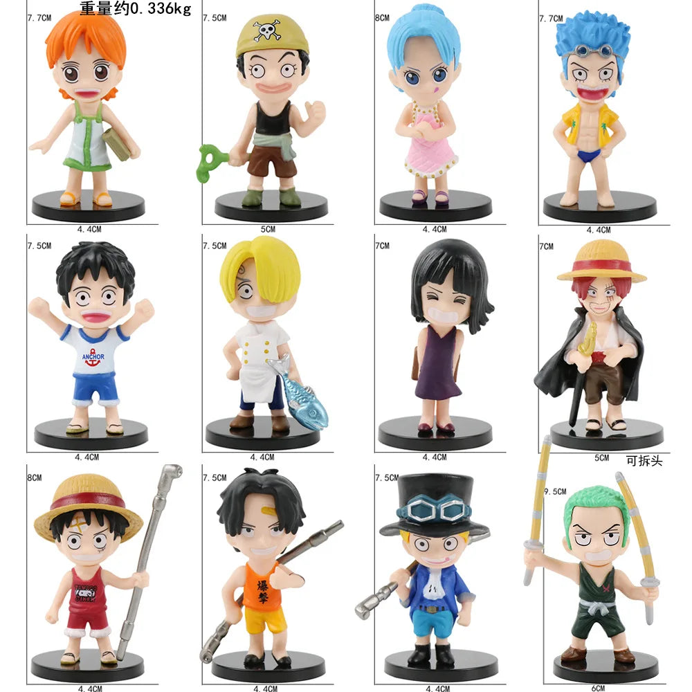 12 Teile/satz Anime One Piece Figuren PVC Action Modell Puppen Spielzeug Niedlich Luffy Nami Zoro Sammlung Brinquedos Vollen Satz Heißer Verkauf