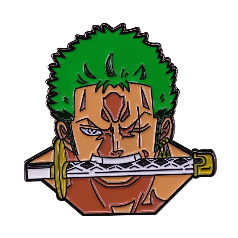 One Piece Cartoon Hartemaille-Anstecknadel Luffy Zoro Sanji Law Abzeichen Brosche Rucksack Hut Emaille-Anstecknadeln Accessoires Geschenk für Freunde Fans