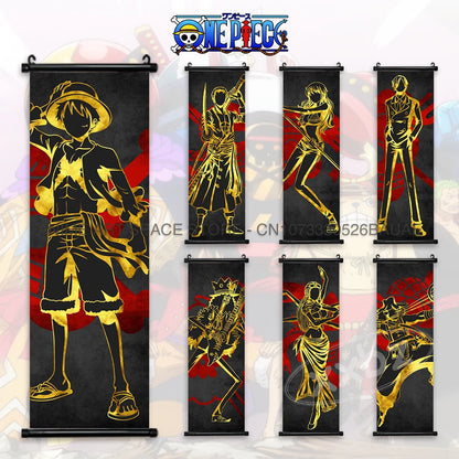 ONE PIECE Hanging Painting Anime Poster Canvas Nami Scroll Picture Zoro Wall Art Nico Robin Home Decor Sanji Stickers Gift Mural