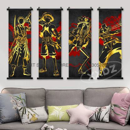 ONE PIECE Hanging Painting Anime Poster Canvas Nami Scroll Picture Zoro Wall Art Nico Robin Home Decor Sanji Stickers Gift Mural