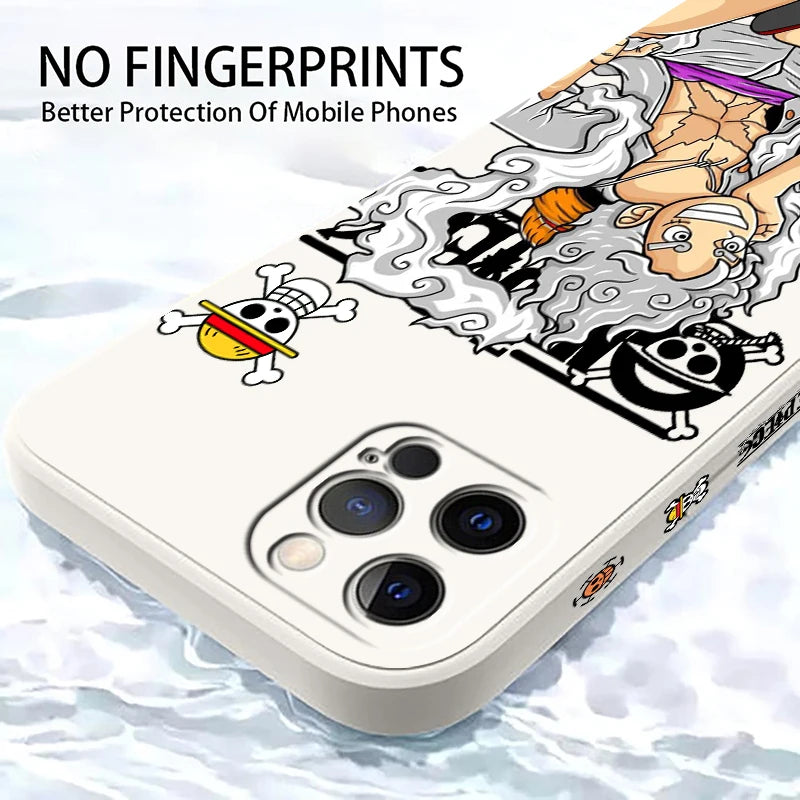 Coque en TPU One Piece pour iPhone Luffy Cool Soft 16 15 14 13 12 11 Pro Max Plus antichoc liquide corde gauche