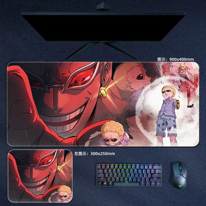 Anime Manga One Piece Mauspad Luffy Zoro Sanji Robin Nami Law PU Leder Mauspad Computer Tastatur Pad Zubehör Schreibtischunterlage