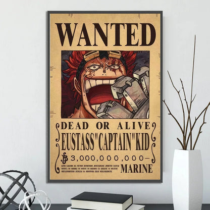 One Piece Self-adhesive Poster Bounty Order Luffy Wallpapr Ace Figures Nami Home Decoration Painting Anime Zoro Wall Art Sanji