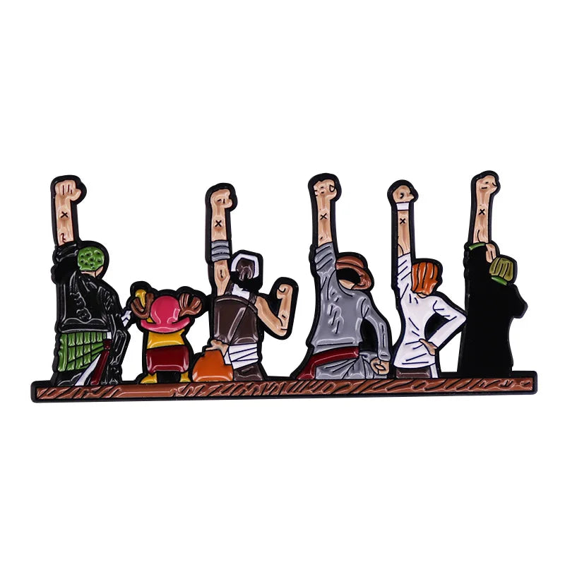 One Piece Cartoon Hartemaille-Anstecknadel Luffy Zoro Sanji Law Abzeichen Brosche Rucksack Hut Emaille-Anstecknadeln Accessoires Geschenk für Freunde Fans