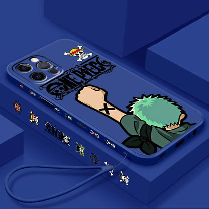 Anime One Piece Sanji Soft TPU Cover For iPhone 16 15 14 13 12 11 Pro Max Plus Left Rope Shockproof Liquid Phone Case