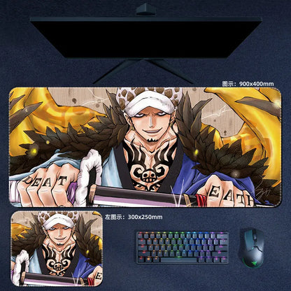 Anime Manga One Piece Mauspad Luffy Zoro Sanji Robin Nami Law PU Leder Mauspad Computer Tastatur Pad Zubehör Schreibtischunterlage