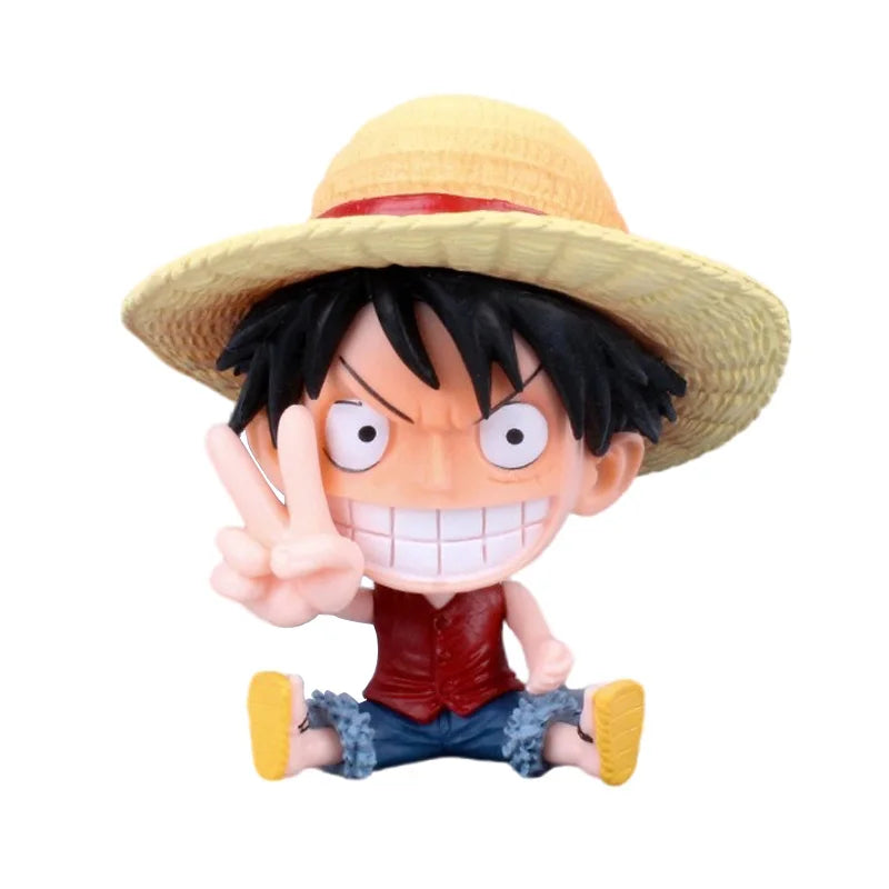 8-10cm Anime Figur One Piece Monkey D Luffy Roronoa Zoro Kawaii Spielzeug Q-Version Figural Nendoroid Auto Dekoration PVC Modell Geschenk