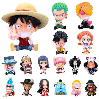 8-10cm Anime Figur One Piece Monkey D Luffy Roronoa Zoro Kawaii Spielzeug Q-Version Figural Nendoroid Auto Dekoration PVC Modell Geschenk