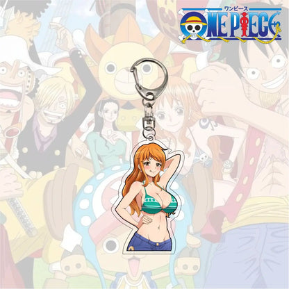 Anime One Piece Trafalgar Law Charlotte Katakuri Nico Robin Nami Chopper Lysop Acryl Schlüsselanhänger Schlüsselanhänger Anhänger Figur Geschenke