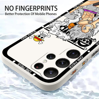 One Piece Luffy Cover For Samsung Galaxy S24 S23 S22 S21 S20 FE S10 Ultra Plus Lite 5G - Cartoon Liquid Left Rope Cover Phone Case - One Piece Merchandise - Free Shipping Buy Now
