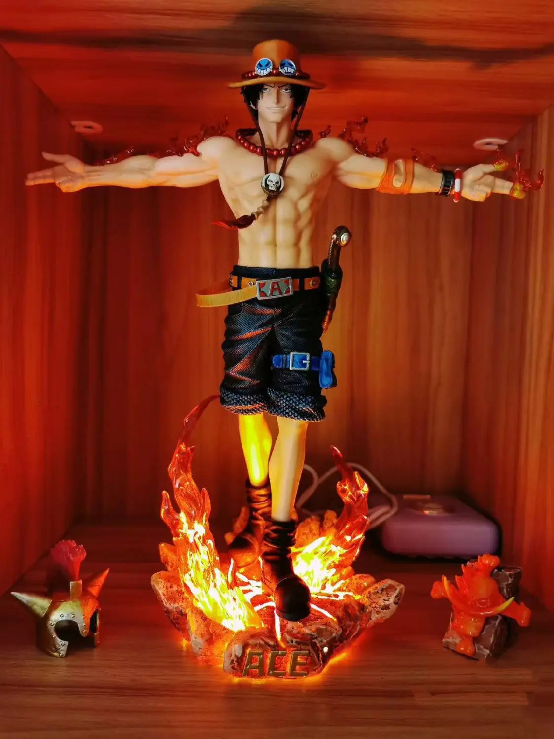 Figurine One Piece Ace Portgas D Ace en PVC, 28 cm, à collectionner, décoration de bureau pour enfants, Noël