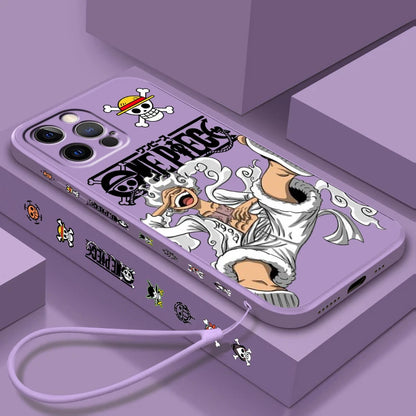 Coque de téléphone One Piece Luffy en TPU souple et résistante aux chocs pour iPhone 16, 15, 14, 13, 12, 11 Pro Max Plus, avec corde gauche