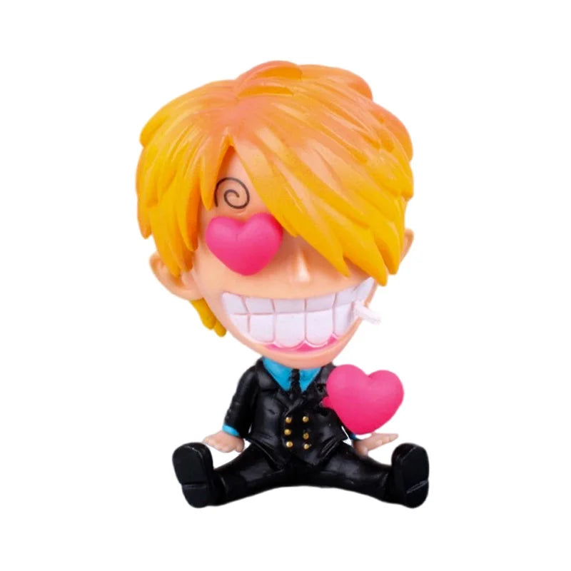8-10cm Anime Figur One Piece Monkey D Luffy Roronoa Zoro Kawaii Spielzeug Q-Version Figural Nendoroid Auto Dekoration PVC Modell Geschenk