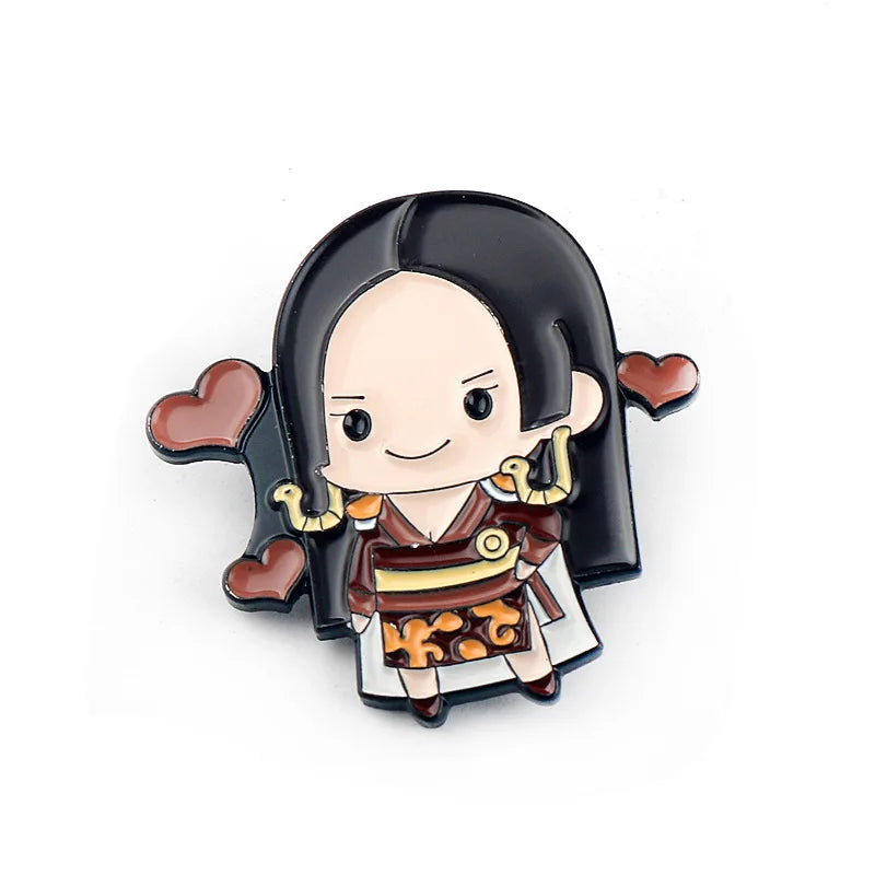 Broches de dessin animé One Piece Luffy Boa Hancock Portgas D Ace Dracule Mihawk pour femmes fans badges cadeau
