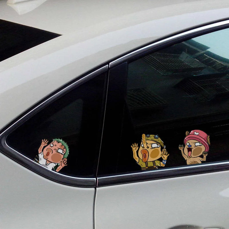 1 autocollant en vinyle One Piece Luffy, dessin animé amusant, pour fenêtre de voiture, ordinateur portable, bouteille d'eau, PVC
