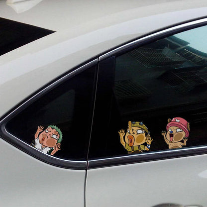 1 autocollant en vinyle One Piece Luffy, dessin animé amusant, pour fenêtre de voiture, ordinateur portable, bouteille d'eau, PVC