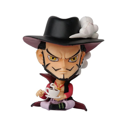 8-10cm Anime Figur One Piece Monkey D Luffy Roronoa Zoro Kawaii Spielzeug Q-Version Figural Nendoroid Auto Dekoration PVC Modell Geschenk