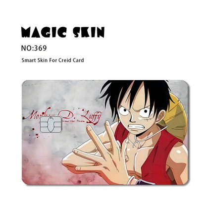 Autocollant en PVC mat 2,5D HD 3M pour carte de crédit ou de débit, motif dessin animé One Piece Luffy Zoro Ace Robin