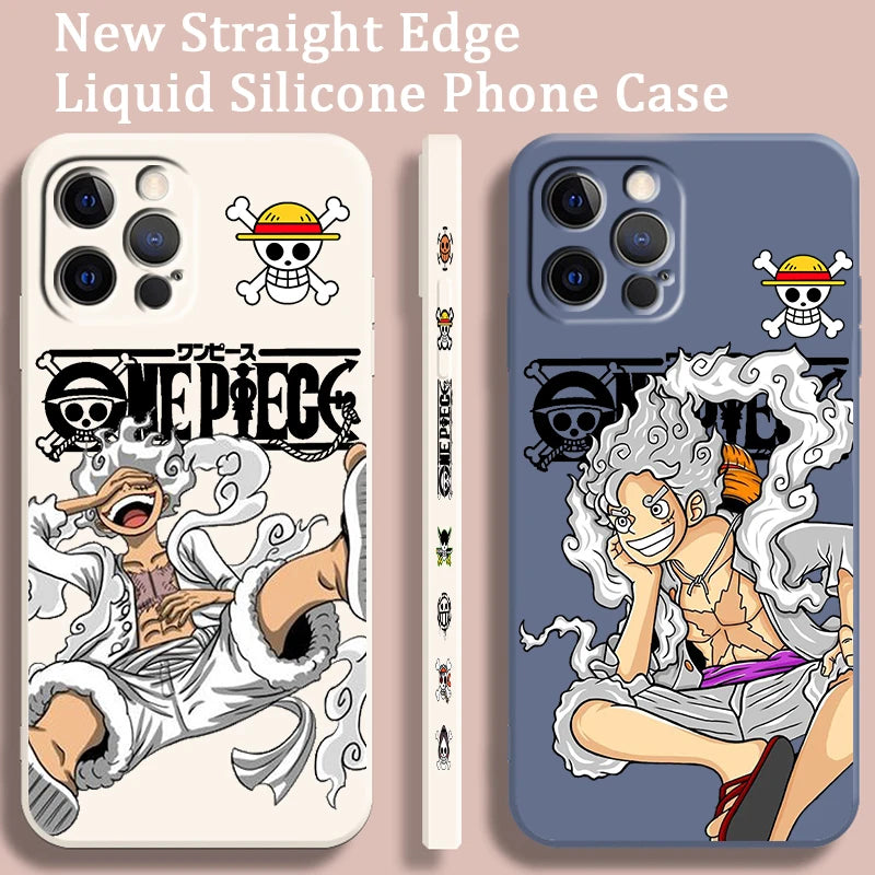 Coque en TPU One Piece pour iPhone Luffy Cool Soft 16 15 14 13 12 11 Pro Max Plus antichoc liquide corde gauche